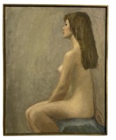 Vintage MCM Style Nude Lady Old Portrait Painting