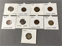 (9) Indian Head Pennies