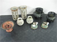 LOT OF UNIQUE CANDLE HOLDERS