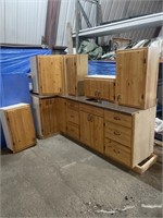 Pine L shaped cupboards measures overall length