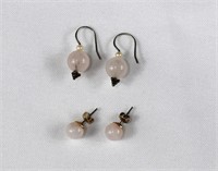 2 Pairs of Rose Quartz Beaded Earrings