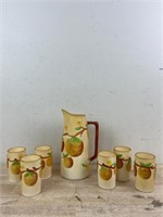 Vintage orange blossom pitcher with matching cups