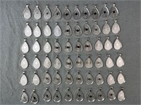 60pc Silver Tone Crafting Teardrop Cabochon Trays