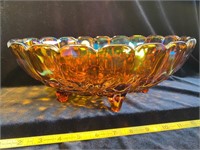 MODERN 80'S CARNIVAL GLASS FOOTED BOWL