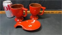 Frankoma cups and spoon rest
