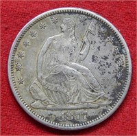 1877 CC Seated Liberty Silver Half Dollar