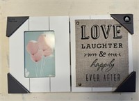 New- Photo Frame 4" x 6" Love, Laughter, Happily.