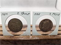 1-1989 AND 1-1994 2 PENCE COINS