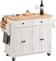 VEVOR Kitchen Island Cart with Solid Wood Top, 35.