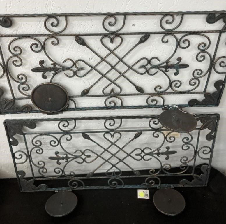 Pair of Decorative Metal Candle Holders