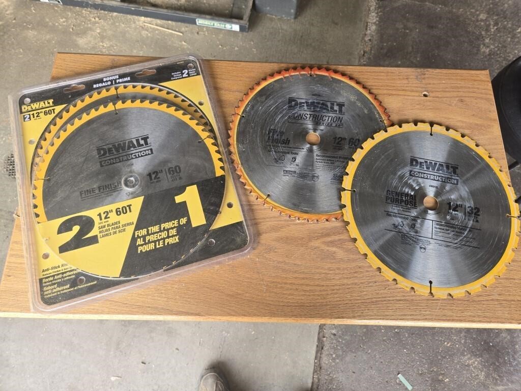 4 Dewalt 12" saw blades 2 new, 2 used