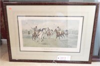 (2) framed Horse Polo prints and (1) horse