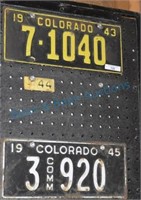 1943-1945 Co. license plates (44 tag only)