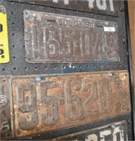 1921, 1922 Co. license plates