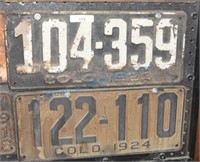 1923, 1924 Co. license plates