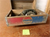 Vintage pepsi bottle crate lot with phone