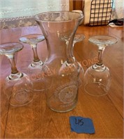 Penn State wine carafe and matching wine glasses