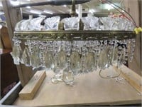 ANTIQUE CRYSTAL CHANDELIER WITH PRISMS 21"T X 23"W