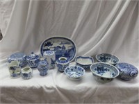 13PC MISC. ORIENTAL BLUE AND WHITE DECOR