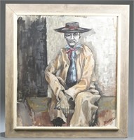 Unknown, portrait of a man in black hat, o/c.