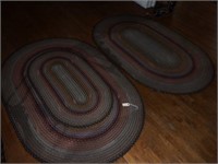 Pair of antique oval hook rugs (72” x 48”)