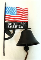 Cast iron God Bless America flag bell