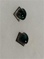 Sterling Earrings w Green Gemstones 12.02g