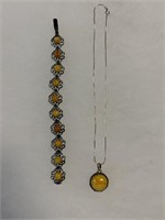 Sterling Silver 16” Necklace w Bracelet Set
