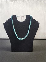 Wt 25.86g - graduated turquoise/Sterling necklace