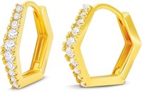 14k Gold-pl. .40ct White Topaz Geometric Earrings