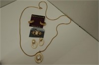 Cosmetic Necklace, Pin, And 2 Earring Sets