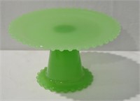Vintage Green Slag Glass Dessert Stand