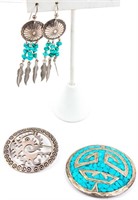 Jewelry Sterling Silver Brooches & Earrings