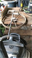 Small metal wheel approx 14 in and paint stir