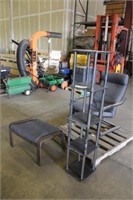 Chair Approx 26"x31"x37" W/ Footstool & Shelf Unit