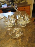 crystal decor candle holders 2 swans
