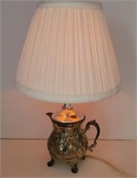 Silver Tone Teapot Lamp