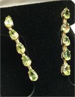 14KT GOLD & PERIDOT EARRINGS, 2.4g, 1.25’’L