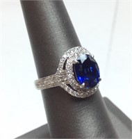 14KT GOLD & SAPPHIRE RING, 4.4g, SIZE 6 1/2