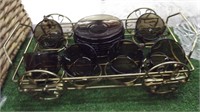 DRINK CADDY W/ 6PC SAUCERS & CUPS