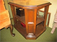 Solid Wood End Table with Glass Top