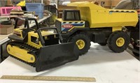 2 Tonka metal toys- Dump truck, Bulldozer