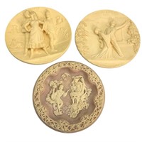 Incolay Romeo & Juliet, 2 Alabaster Wall Plates
