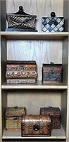 Three Shelves of Decorative Boxes