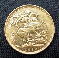 Queen Victoria 1892 sovereign gold coin