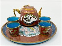 Miniature enameled cloissone tea set