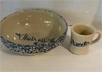 Vintage pottery bowl and coffee cup