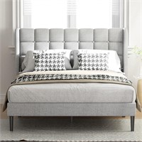 Full Bed Frame with Wingback Headboard