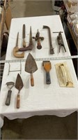 Spreader, hand saws, vintage tools