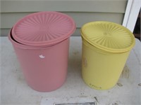 Vintage Pink & Yellow Tupperware Containers w/
